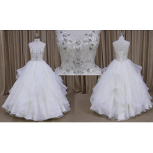 M806 hohe Qualität trägerlosen Beade Plissee Organza Hochzeitskleid 2016